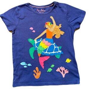 Mini Boden Mermaid Turtle Appliqué tee shirt 6 7